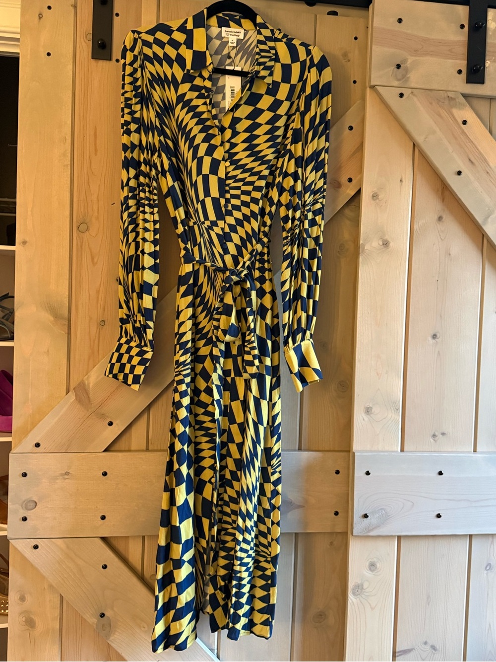 Karen Britchick The Drop Geometric Midi Shirt Dress with Tie Waist - Picture 3 of 9
